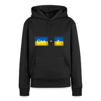 Ctrl - Z / Ctrl moins Z / pas de guerre / Ukraine - Russ - Sweat à capuche Premium bio Femme - noir - Devant - Julia (174cm)