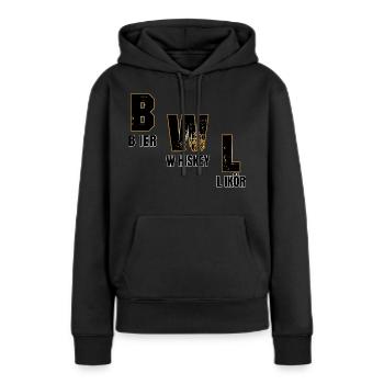 Liqueur de whisky de bière d’affaires - Sweat à capuche Premium bio Femme - noir - Devant - Julia (174cm)
