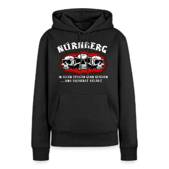 Nürnberg in allen Stadien gern gesehen - Frauen Premium Bio Hoodie - Schwarz - Vorne - Julia (174cm)