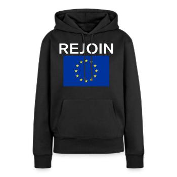 Rejoindre le texte blanc de l’UE - Sweat à capuche Premium bio Femme - noir - Devant - Julia (174cm)
