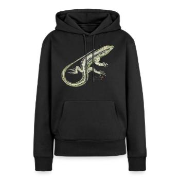 Lézard des sables - Sweat à capuche Premium bio Femme - noir - Devant - Julia (174cm)
