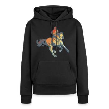 Reitsport - Frauen Premium Bio Hoodie - Schwarz - Vorne - Julia (174cm)