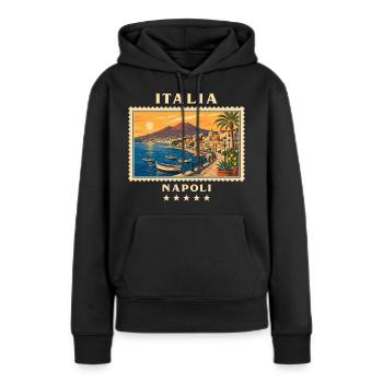Italien Neapel Vintage Reisemarke - Frauen Premium Bio Hoodie - Schwarz - Vorne - Julia (174cm)
