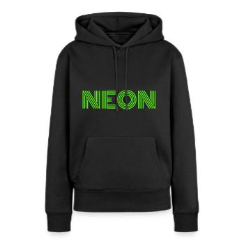 vert fluo - Sweat à capuche Premium bio Femme - noir - Devant - Julia (174cm)