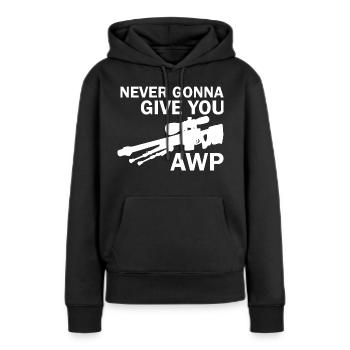 Niemals AWP geben - Frauen Premium Bio Hoodie - Schwarz - Vorne - Julia (174cm)