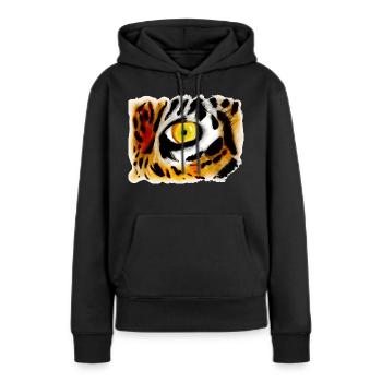 Oeil de tigre d'un tigre adulte - Sweat à capuche Premium bio Femme - noir - Devant - Julia (174cm)