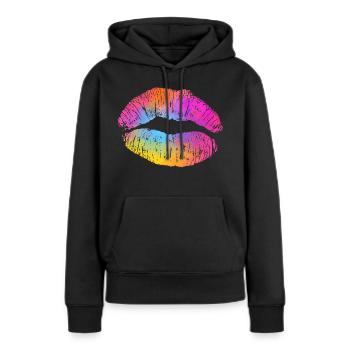 Aquarell Lippe - Frauen Premium Bio Hoodie - Schwarz - Vorne - Julia (174cm)