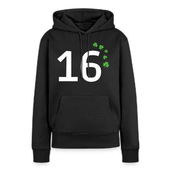 16 - Sweat à capuche Premium bio Femme - noir - Devant - Julia (174cm)
