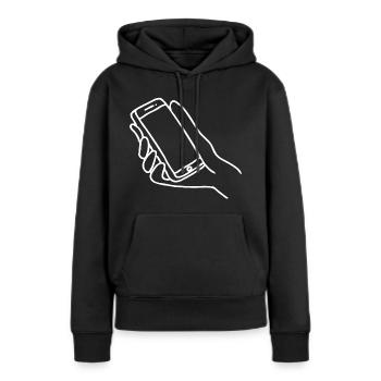 Main de smartphone - Sweat à capuche Premium bio Femme - noir - Devant - Julia (174cm)