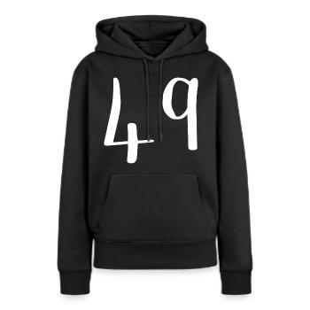 49 - Sweat à capuche Premium bio Femme - noir - Devant - Julia (174cm)