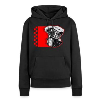Motor V - Frauen Premium Bio Hoodie - Schwarz - Vorne - Julia (174cm)