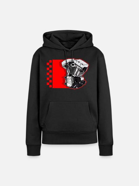 Motor V - Frauen Premium Bio Hoodie - Schwarz