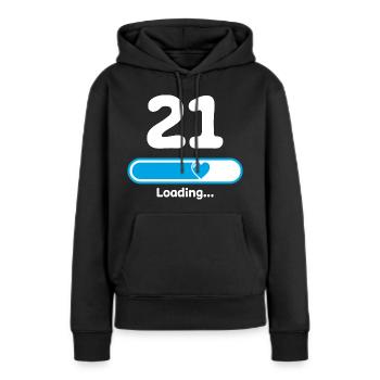 21e anniversaire 21 ans Poutre de chargement - Sweat à capuche Premium bio Femme - noir - Devant - Julia (174cm)