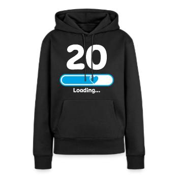 20e anniversaire 20 ans Chargement Poutre de chargement - Sweat à capuche Premium bio Femme - noir - Devant - Julia (174cm)