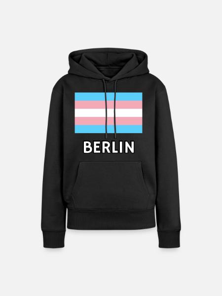 Trans Pride Flagge Berlin - Frauen Premium Bio Hoodie - Schwarz