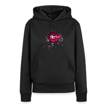 lèvres - Sweat à capuche Premium bio Femme - noir - Devant - Julia (174cm)