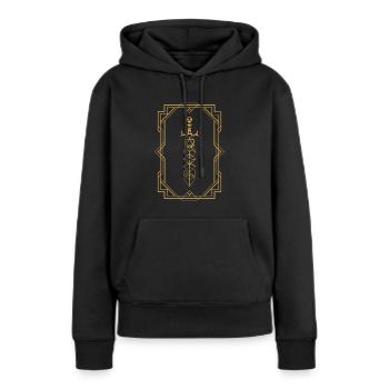 Gerahmtes magisches Würfelschwert des Barbaren - Frauen Premium Bio Hoodie - Schwarz - Vorne - Julia (174cm)