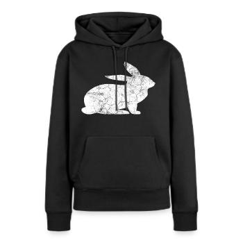 Suis le lapin blanc - Sweat à capuche Premium bio Femme - noir - Devant - Julia (174cm)