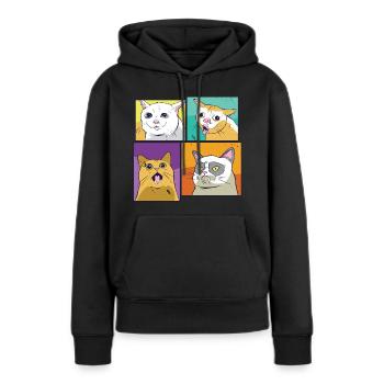 Meme Katzen - Frauen Premium Bio Hoodie - Schwarz - Vorne - Julia (174cm)