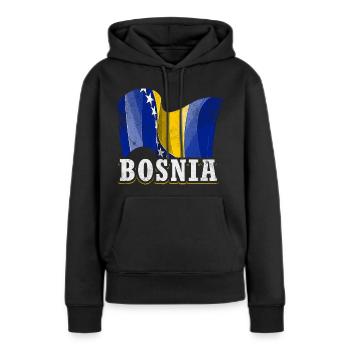 Drapeau de la Bosnie - Sweat à capuche Premium bio Femme - noir - Devant - Julia (174cm)