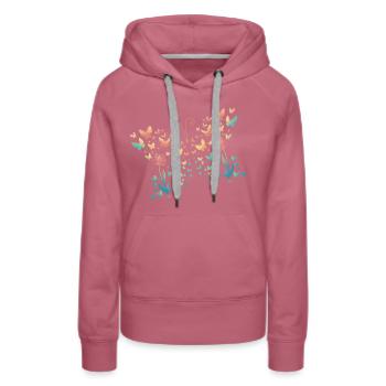 Pissenlit papillon - Sweat à capuche Premium bio Femme - mauve - Devant - Isabella (175cm)