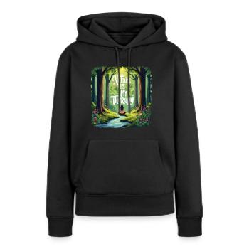 La nature est ma thérapie - Méditation en forêt - Sweat à capuche Premium bio Femme - noir - Devant - Julia (174cm)