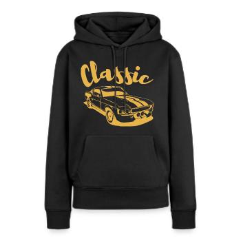 Im not old vintage car, classic yellow car, retro - Frauen Premium Bio Hoodie - Schwarz - Vorne - Julia (174cm)