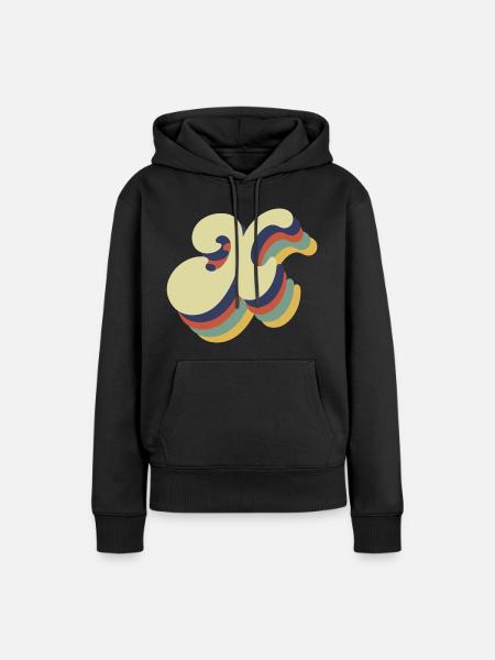 Retro x Buchstabe - Frauen Premium Bio Hoodie - Schwarz