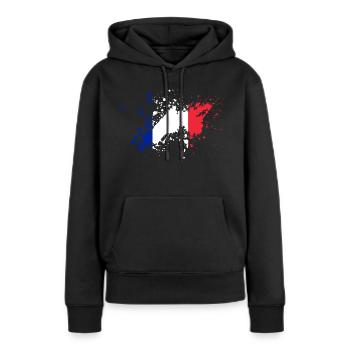 Frankreich Flagge Klecks - Frauen Premium Bio Hoodie - Schwarz - Vorne - Julia (174cm)