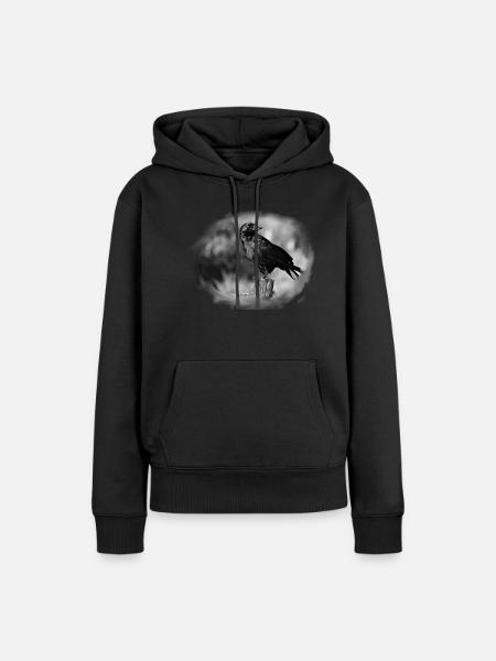 crow - Dame Premium hoodie, økologisk bomuld - sort
