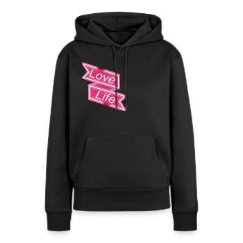 Love Life good mood shirt - Women’s Premium Organic Hoodie - black - Front - Julia (174cm)