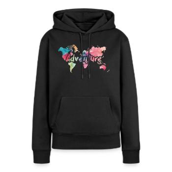 Aventure - Sweat à capuche Premium bio Femme - noir - Devant - Julia (174cm)