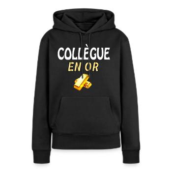 Collègue En Or Collègue Précieux - Sweat à capuche Premium bio Femme - noir - Devant - Julia (174cm)