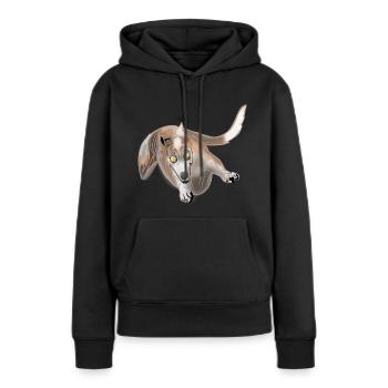 Rennbahn Hund - Frauen Premium Bio Hoodie - Schwarz - Vorne - Julia (174cm)
