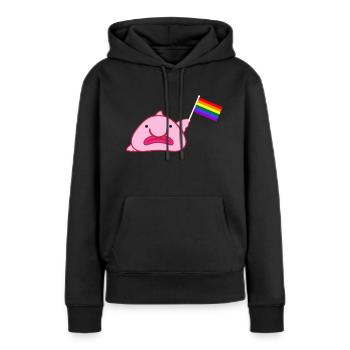 Drapeau arc-en-ciel - Sweat à capuche Premium bio Femme - noir - Devant - Julia (174cm)