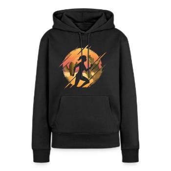 Jogging - Femme de jogging, Sports, Course - Sweat à capuche Premium bio Femme - noir - Devant - Julia (174cm)