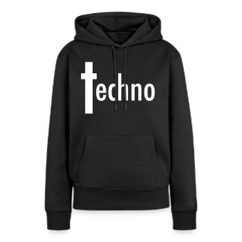 Techno love cross - Women’s Premium Organic Hoodie - black - Front - Julia (174cm)