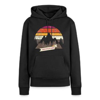 Mountain Girl Mountains Women's Retro Partner Shirt Fun - Women’s Premium Organic Hoodie - black - Front - Julia (174cm)