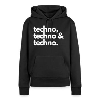 Techno, techno et techno - Sweat à capuche Premium bio Femme - noir - Devant - Julia (174cm)