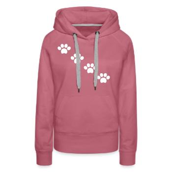 Pattes de chat en blanc - Sweat à capuche Premium bio Femme - mauve - Devant - Isabella (175cm)