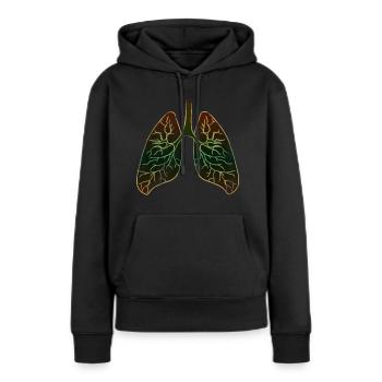 Poumon organe - Sweat à capuche Premium bio Femme - noir - Devant - Julia (174cm)