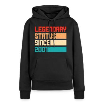 Statut légendaire depuis 2001 - Sweat à capuche Premium bio Femme - noir - Devant - Julia (174cm)