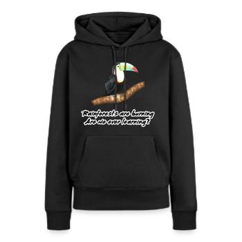 Les forêts tropicales brûlent - Sweat à capuche Premium bio Femme - noir - Devant - Julia (174cm)