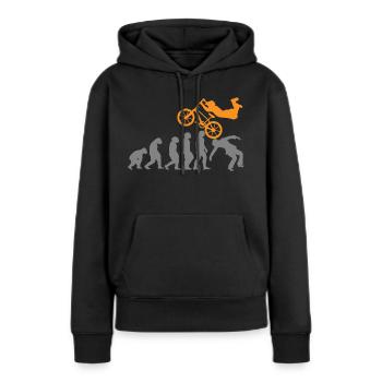 BMX Vélo cycliste Bicyclette cyclisme Évolution - Sweat à capuche Premium bio Femme - noir - Devant - Julia (174cm)