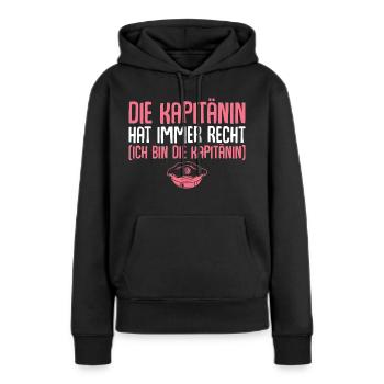 Seglerin Bootsführerschein bestanden Kapitänin - Frauen Premium Bio Hoodie - Schwarz - Vorne - Julia (174cm)