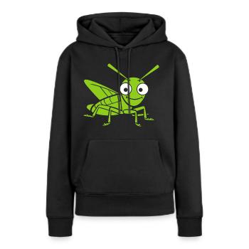 Sauterelle - Sweat à capuche Premium bio Femme - noir - Devant - Julia (174cm)