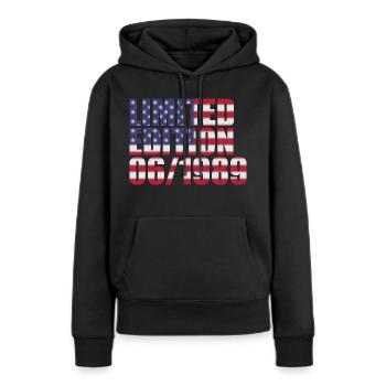 35e anniversaire édition limitée États-Unis 06/1989 - Sweat à capuche Premium bio Femme - noir - Devant - Julia (174cm)