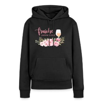 Fraîche comme le rosé - Sweat à capuche Premium bio Femme - noir - Devant - Julia (174cm)