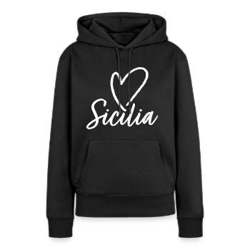 Sicile - Italie Sicile - Sweat à capuche Premium bio Femme - noir - Devant - Julia (174cm)