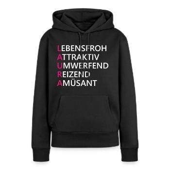 Laura Name Geschenk - Frauen Premium Bio Hoodie - Schwarz - Vorne - Julia (174cm)